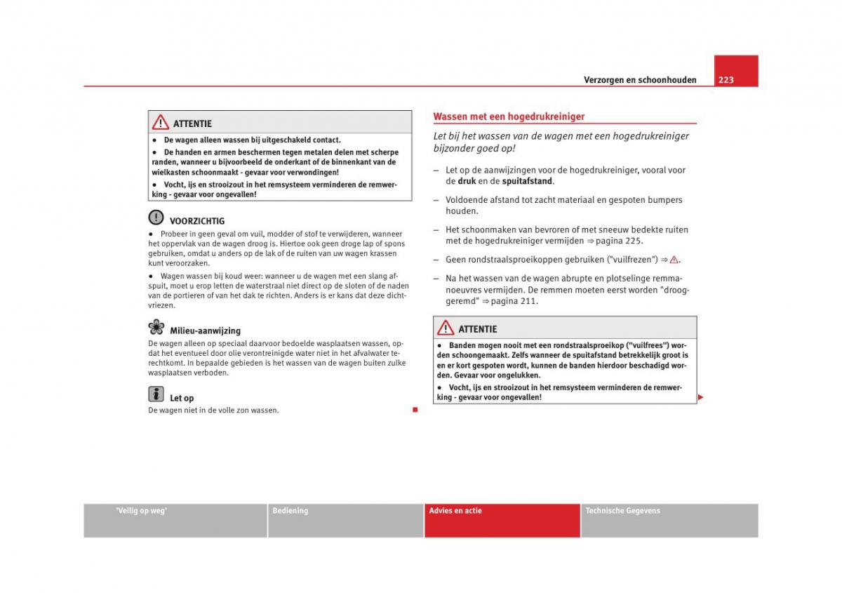 Seat Altea instruktieboek / page 225