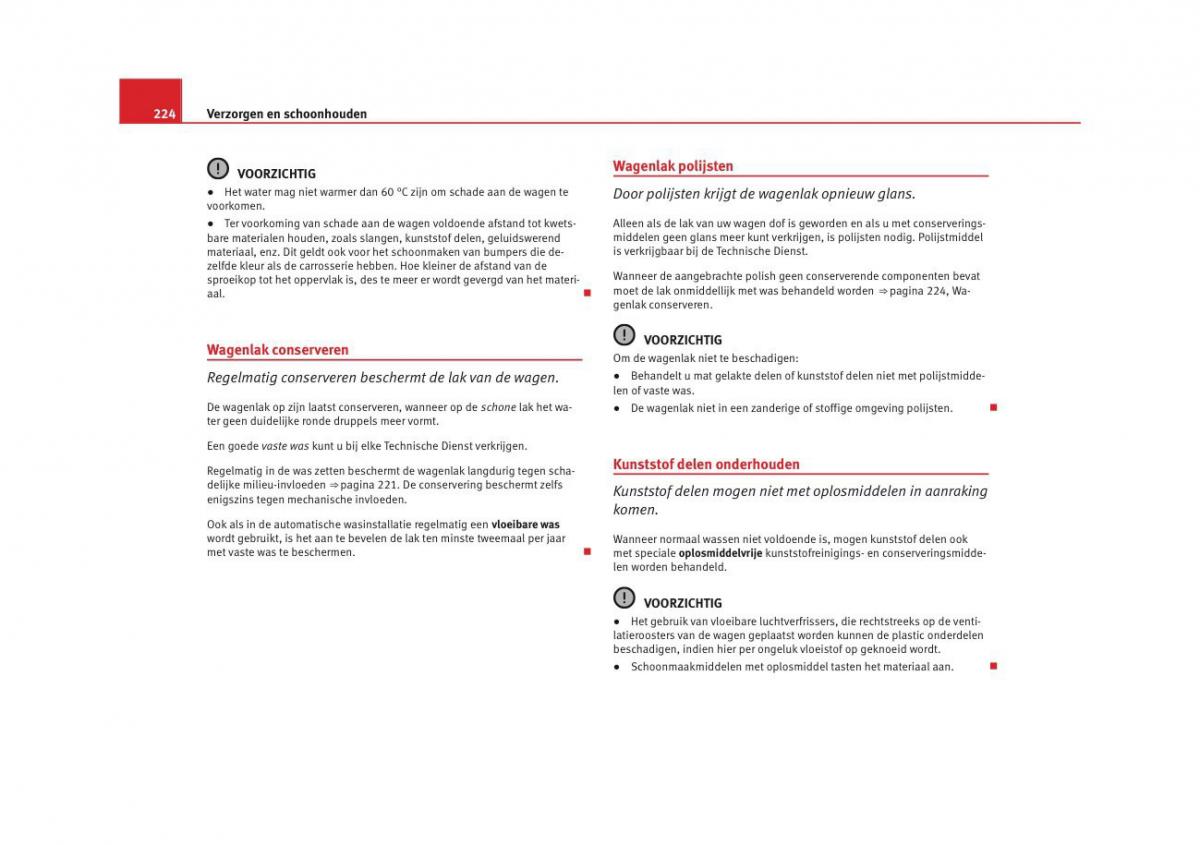 Seat Altea instruktieboek / page 226