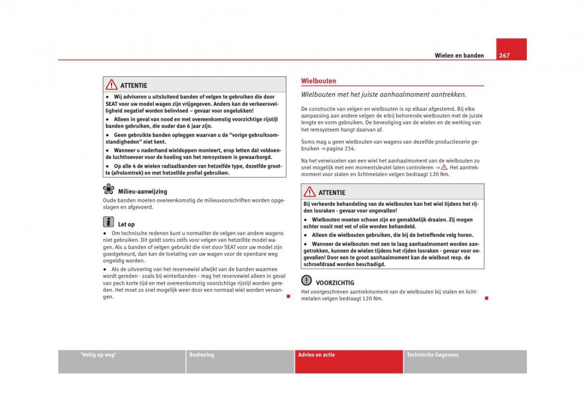 Seat Altea instruktieboek / page 269