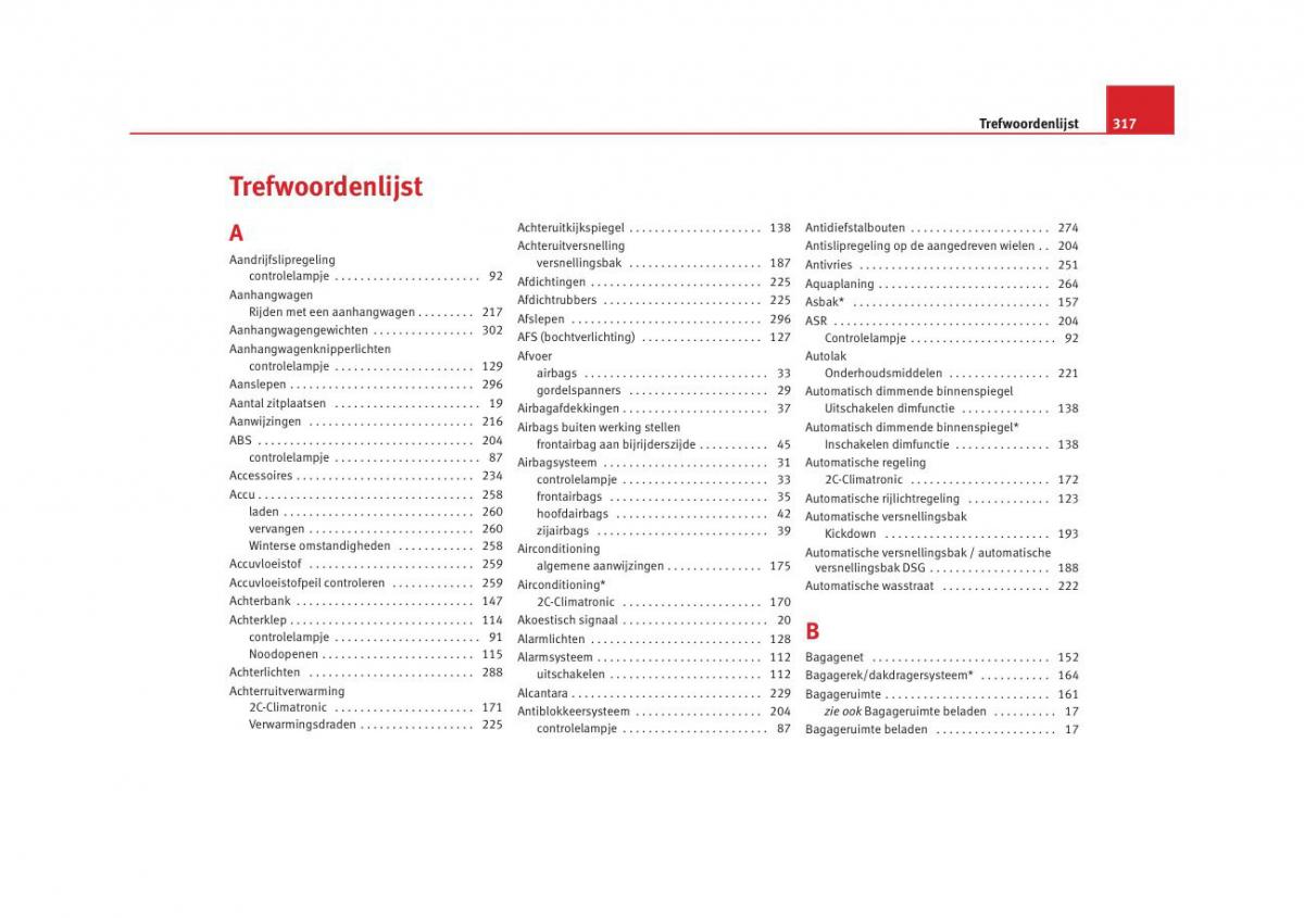 Seat Altea instruktieboek / page 319