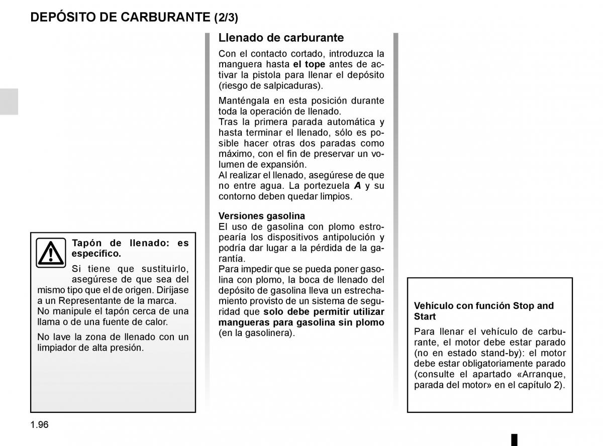 Renault Kadjar owners manual manual del propietario / page 102