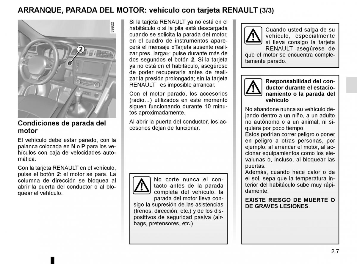 Renault Kadjar owners manual manual del propietario / page 111