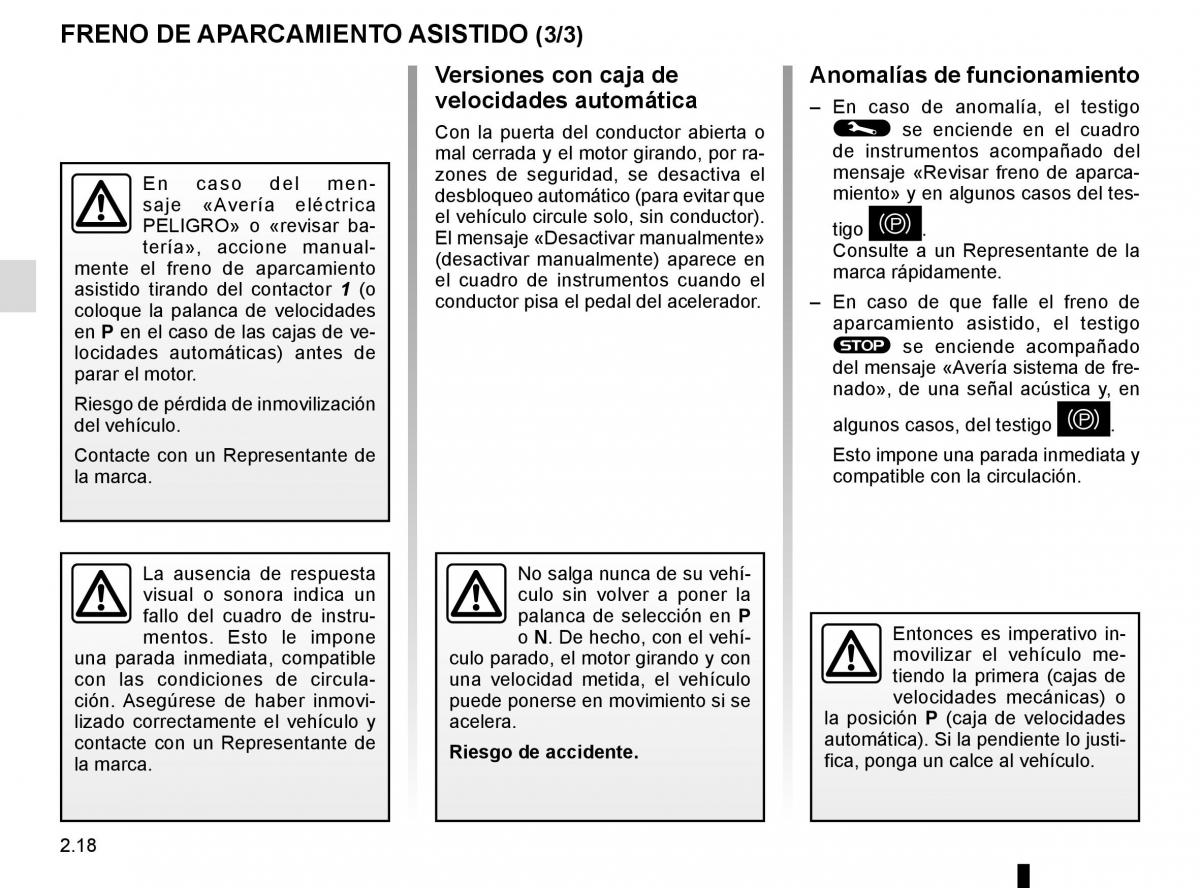 Renault Kadjar owners manual manual del propietario / page 122