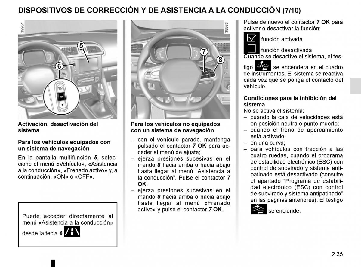 Renault Kadjar owners manual manual del propietario / page 139