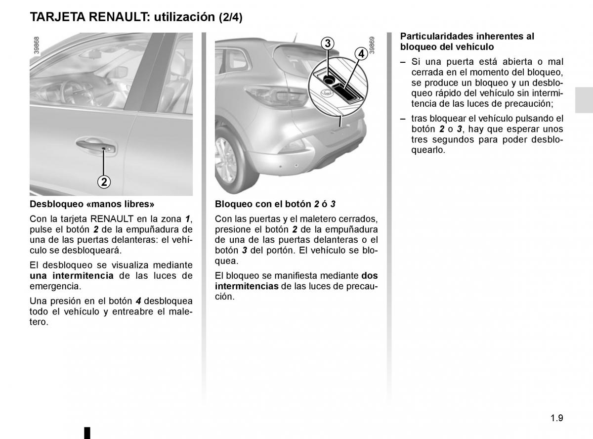 Renault Kadjar owners manual manual del propietario / page 15