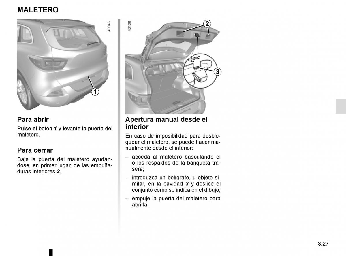 Renault Kadjar owners manual manual del propietario / page 205