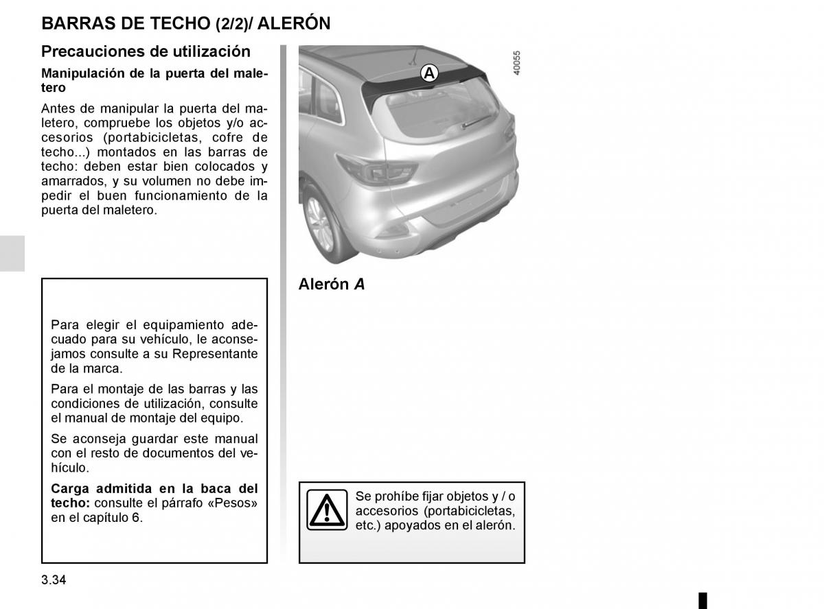 Renault Kadjar owners manual manual del propietario / page 212