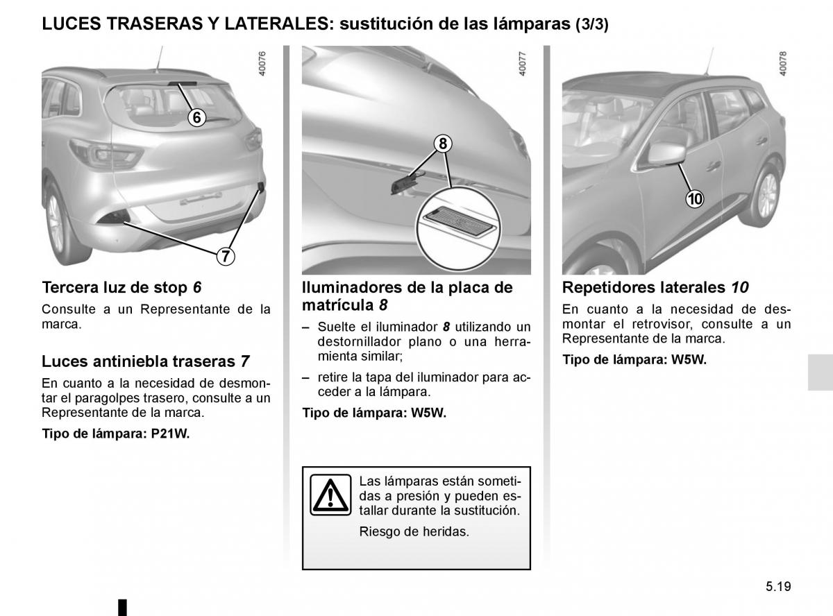 Renault Kadjar owners manual manual del propietario / page 251