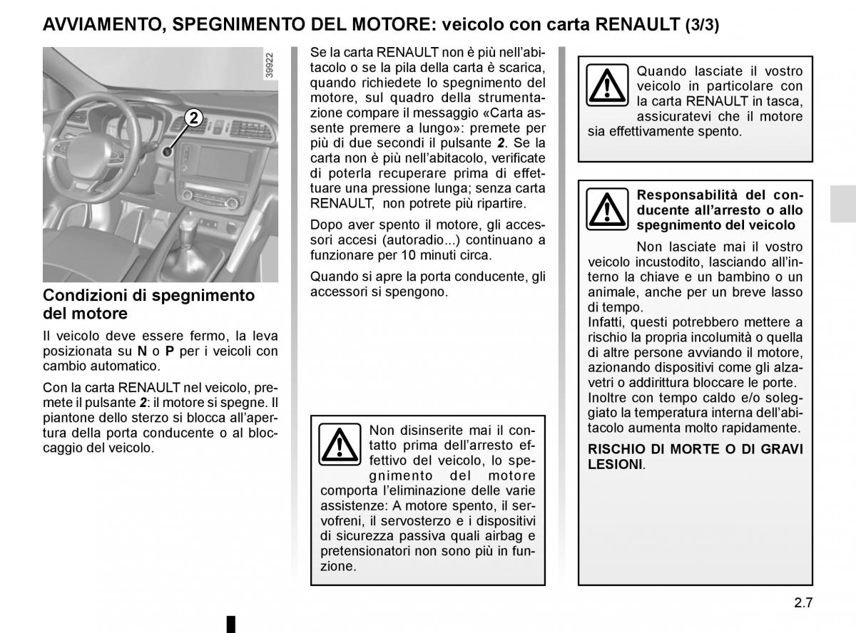 Renault Kadjar owners manual manuale del proprietario / page 111