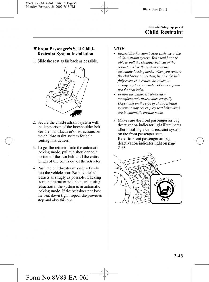 Mazda CX 9 owners manual / page 55