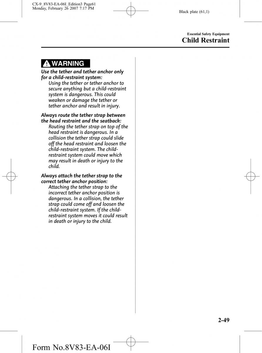 Mazda CX 9 owners manual / page 61