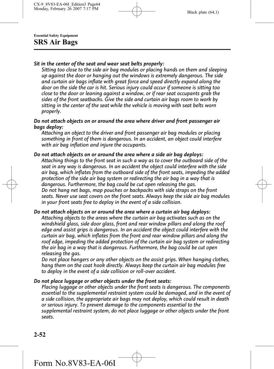 Mazda CX 9 owners manual / page 64