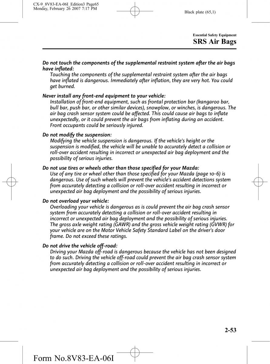 Mazda CX 9 owners manual / page 65