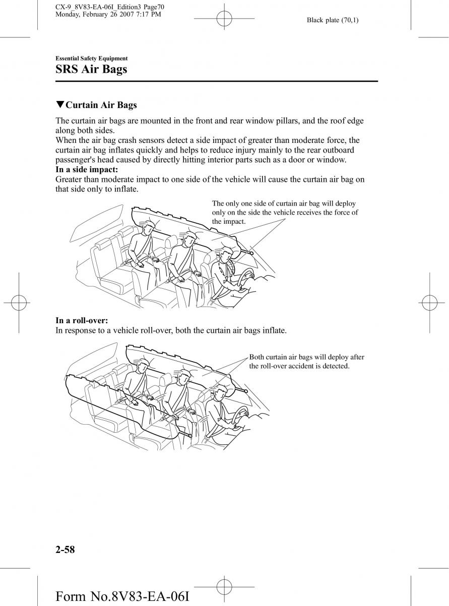 Mazda CX 9 owners manual / page 70