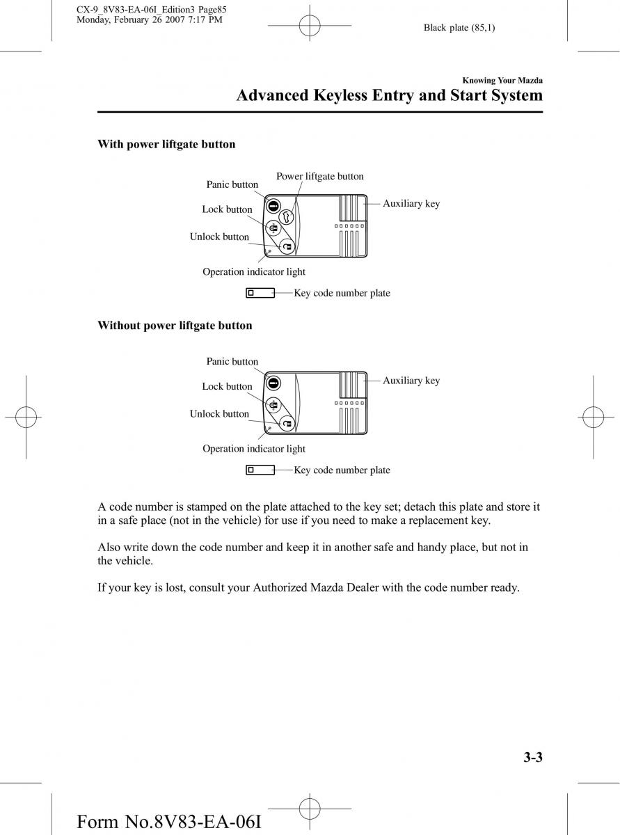 Mazda CX 9 owners manual / page 85