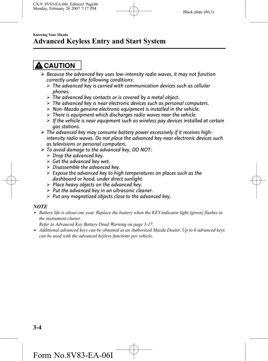 Mazda CX 9 owners manual / page 86