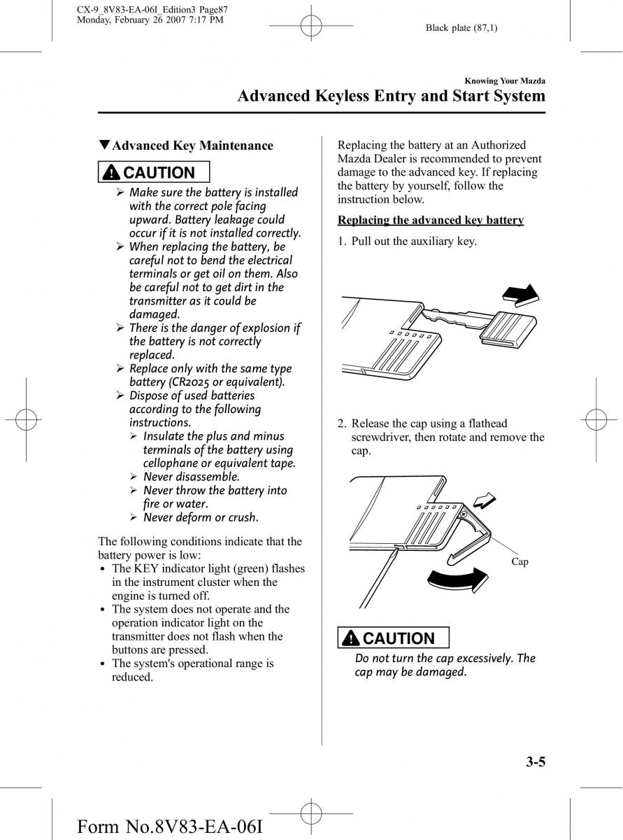 Mazda CX 9 owners manual / page 87