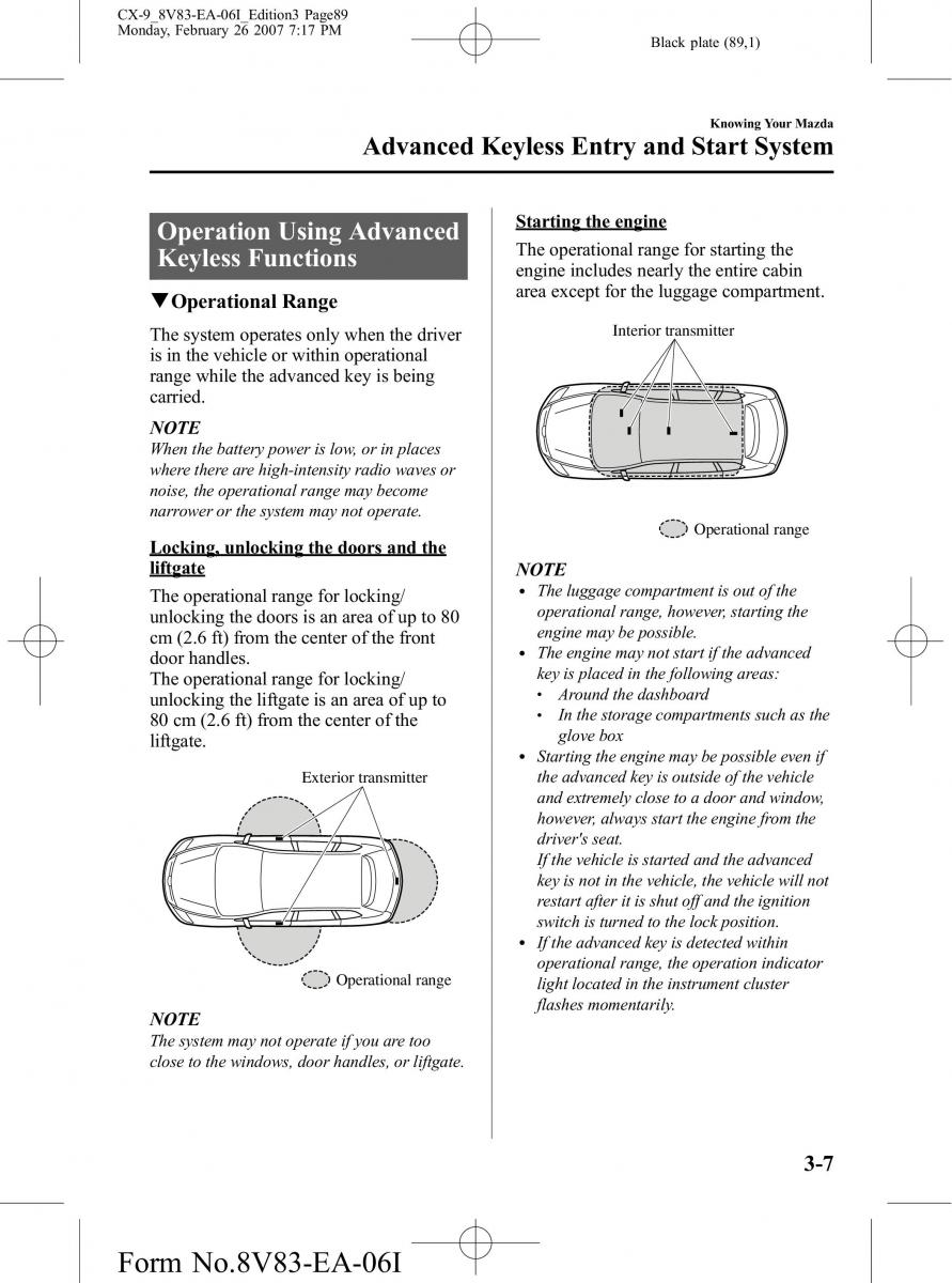 Mazda CX 9 owners manual / page 89