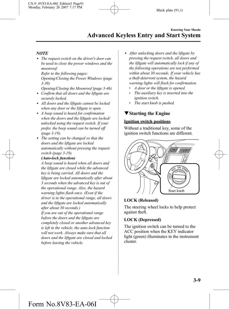 Mazda CX 9 owners manual / page 91