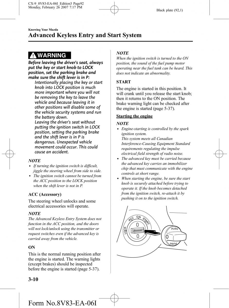 Mazda CX 9 owners manual / page 92