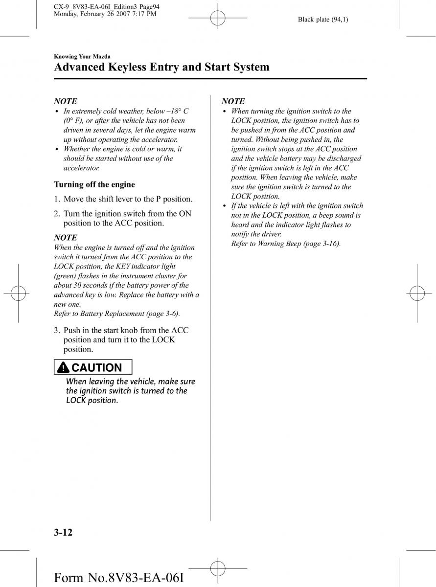 Mazda CX 9 owners manual / page 94