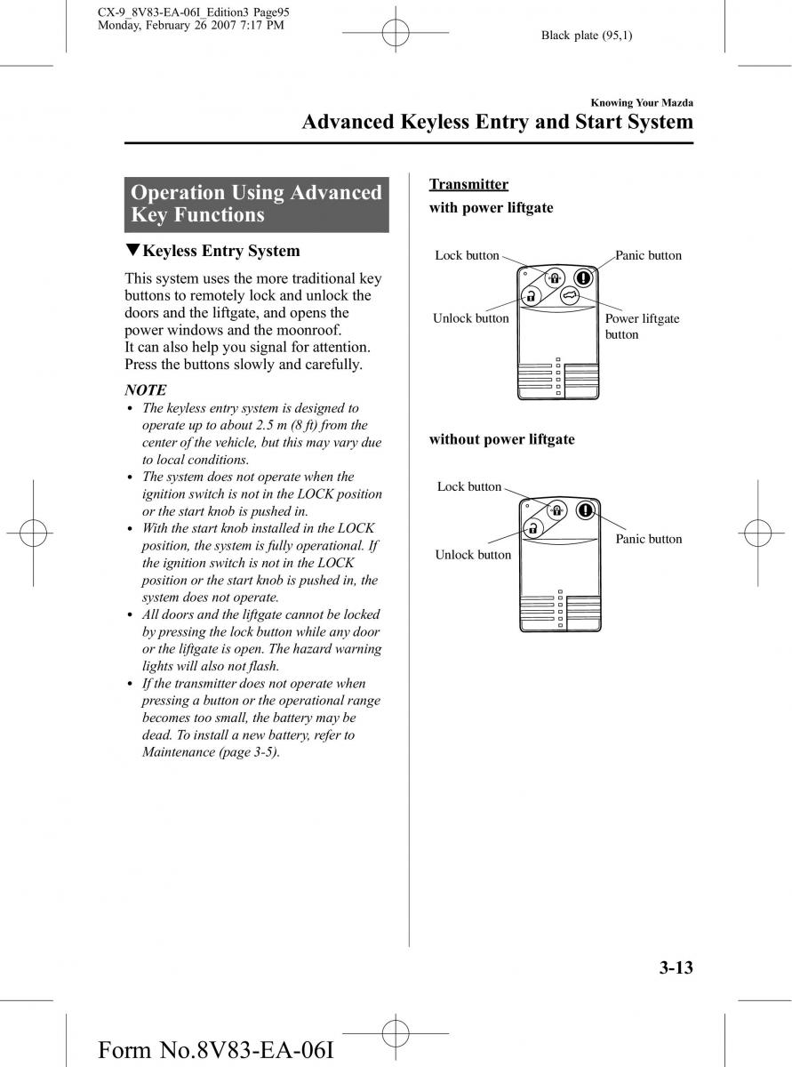 Mazda CX 9 owners manual / page 95