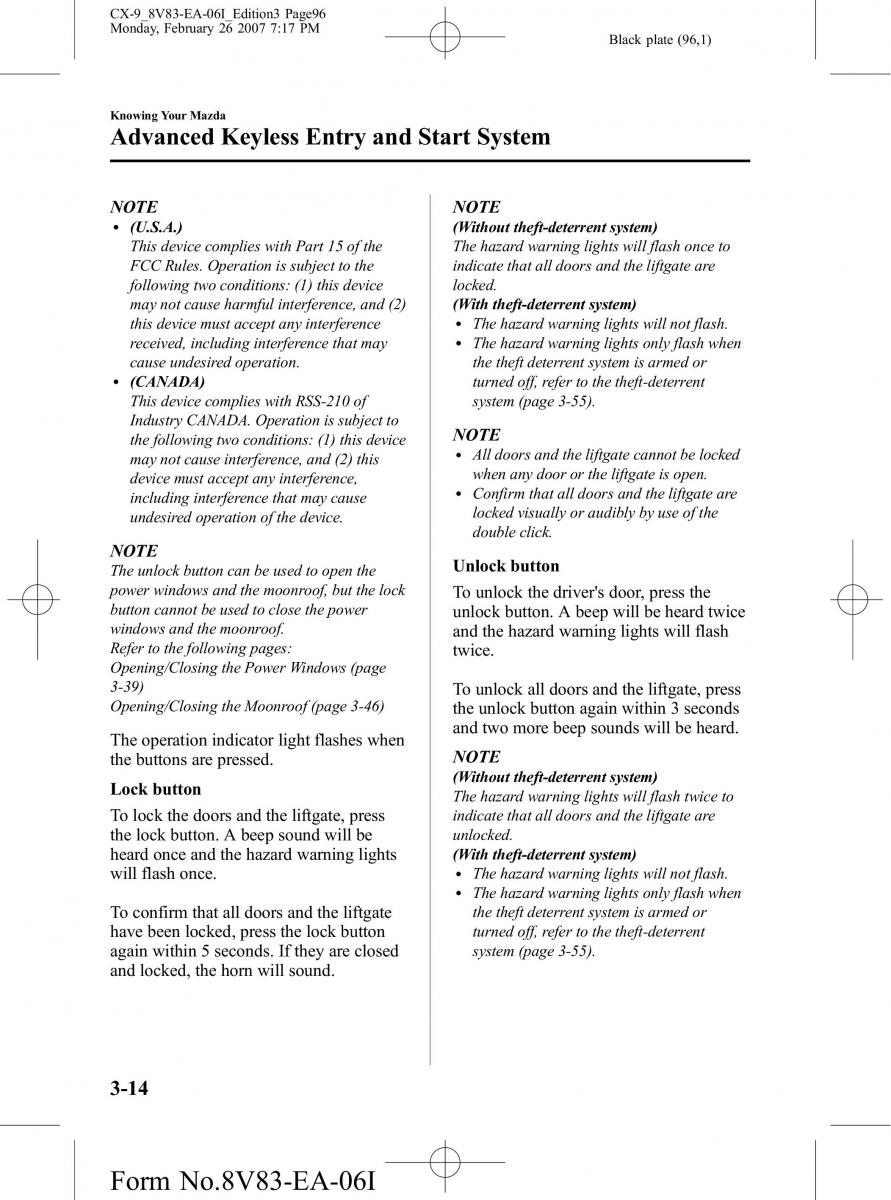 Mazda CX 9 owners manual / page 96