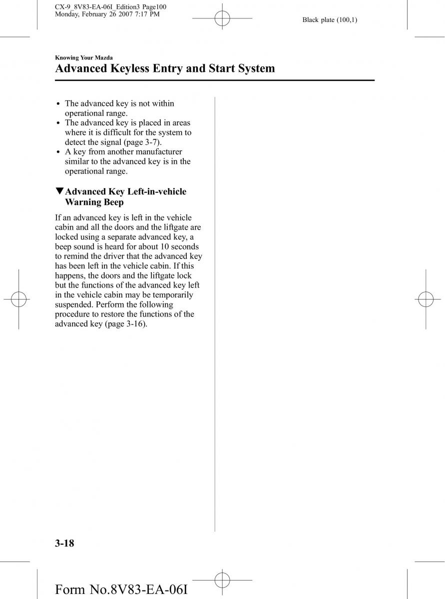 Mazda CX 9 owners manual / page 100