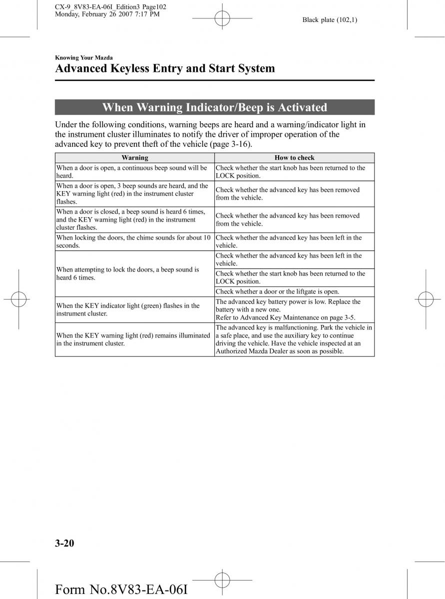 Mazda CX 9 owners manual / page 102