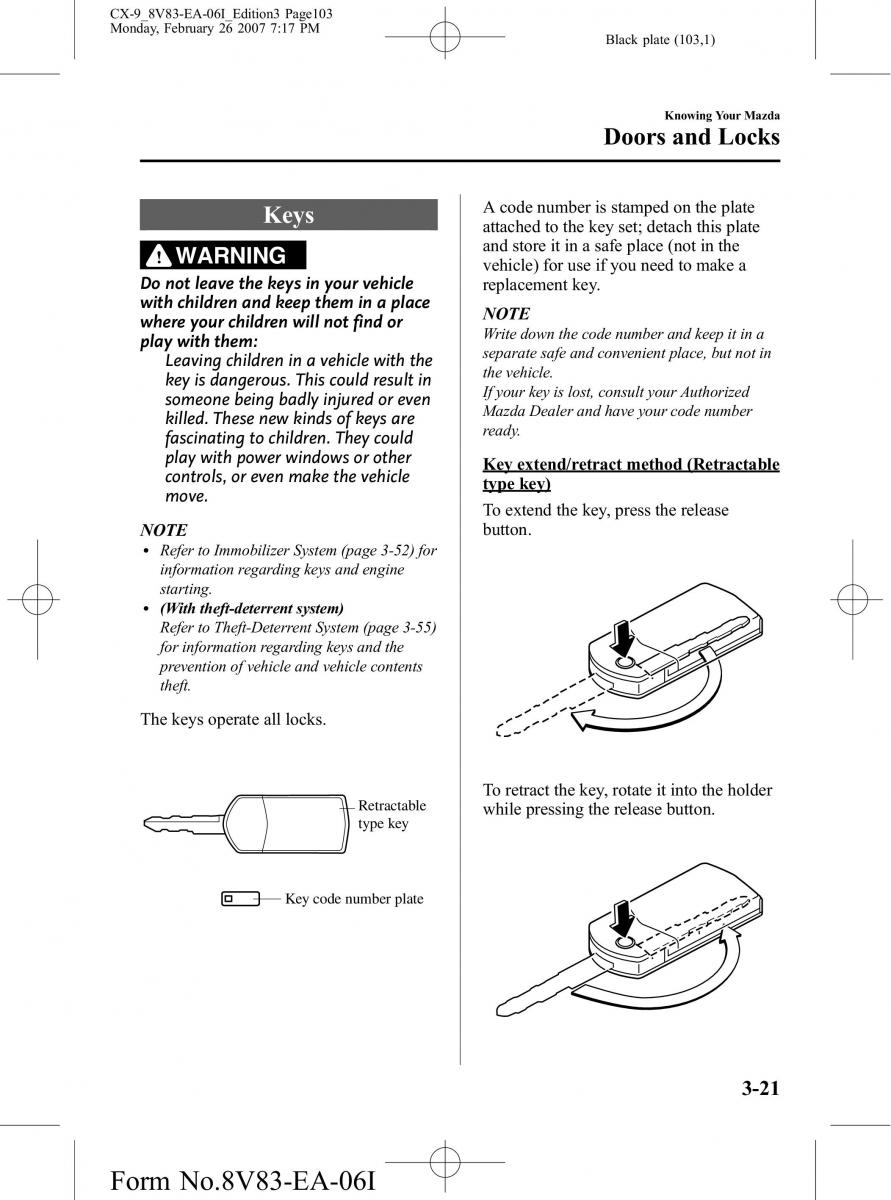 Mazda CX 9 owners manual / page 103