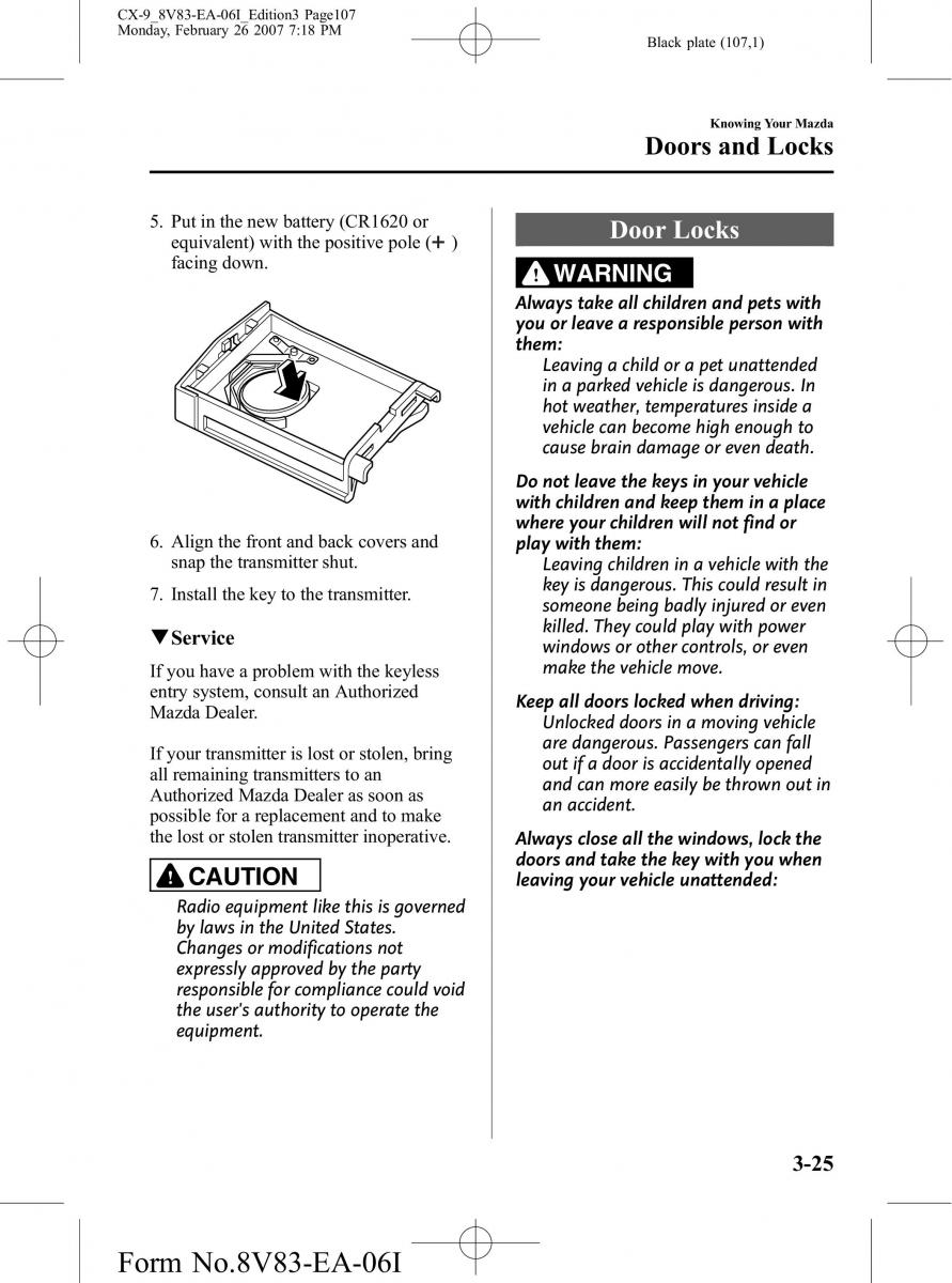 Mazda CX 9 owners manual / page 107