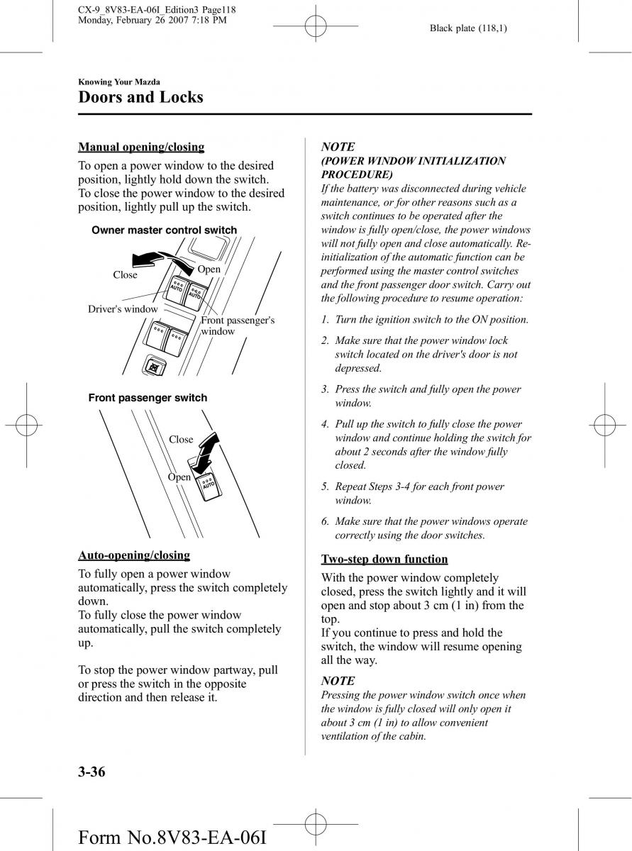 Mazda CX 9 owners manual / page 118