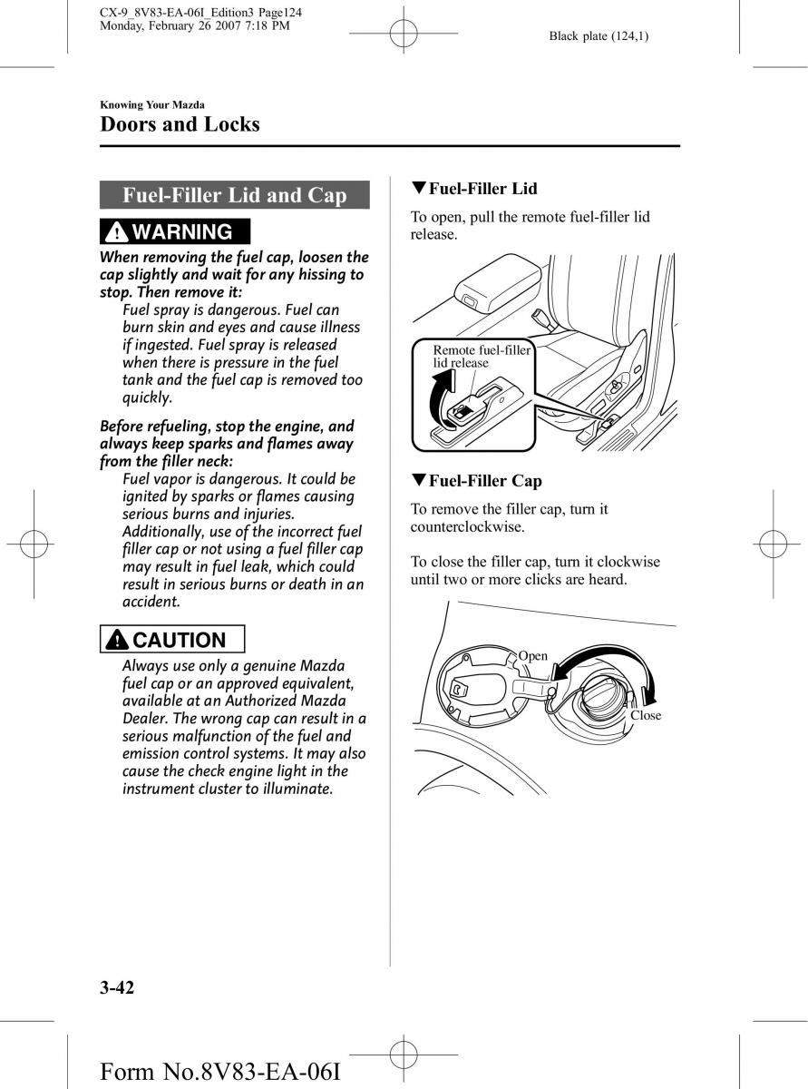 Mazda CX 9 owners manual / page 124