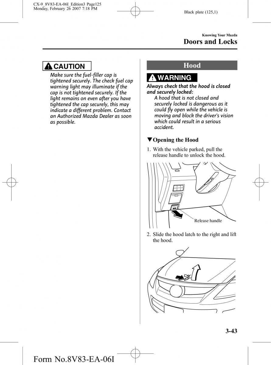 Mazda CX 9 owners manual / page 125