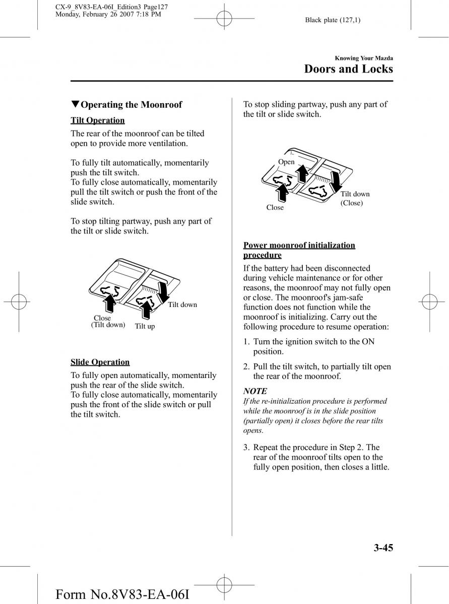 Mazda CX 9 owners manual / page 127