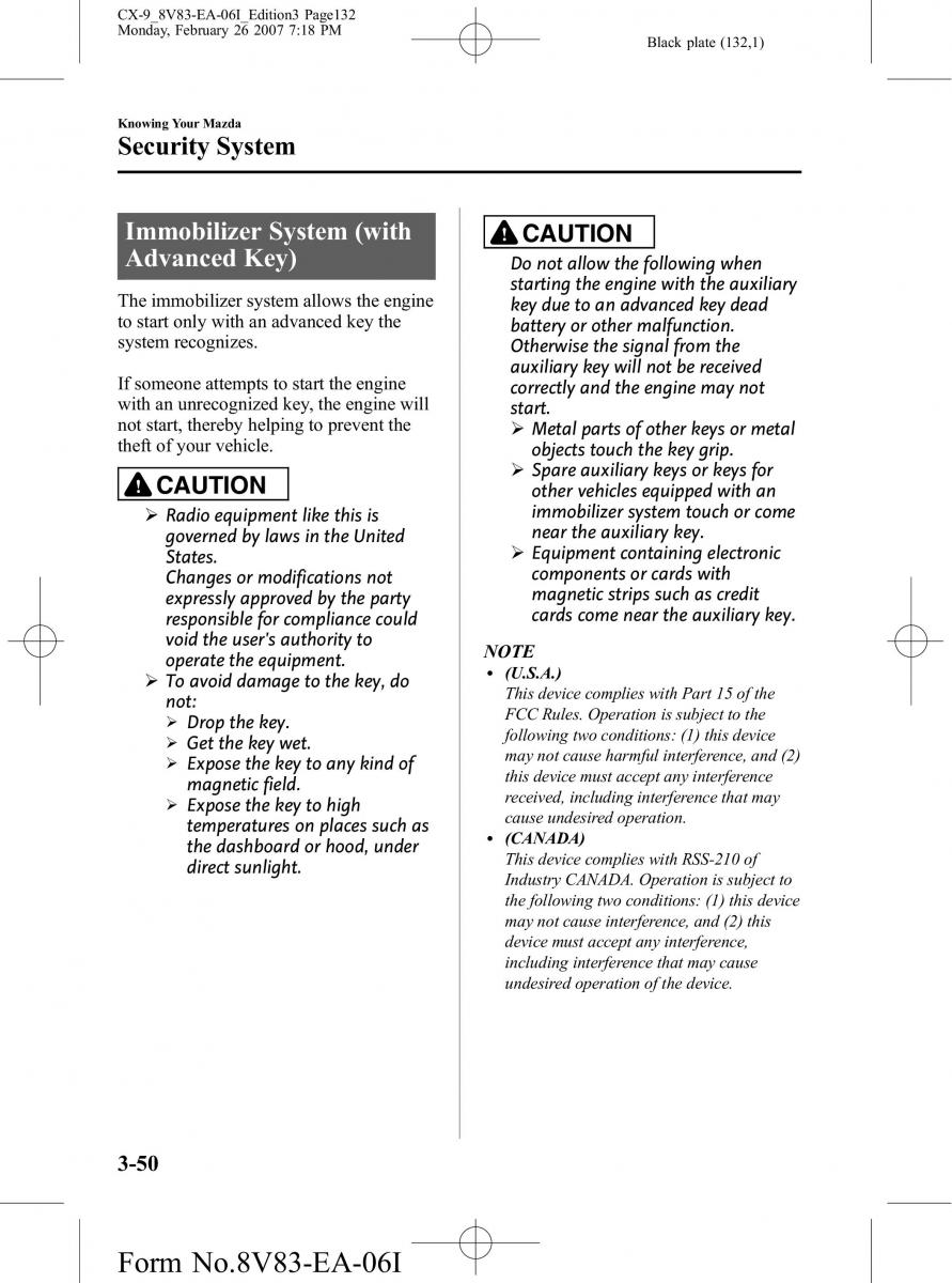 Mazda CX 9 owners manual / page 132