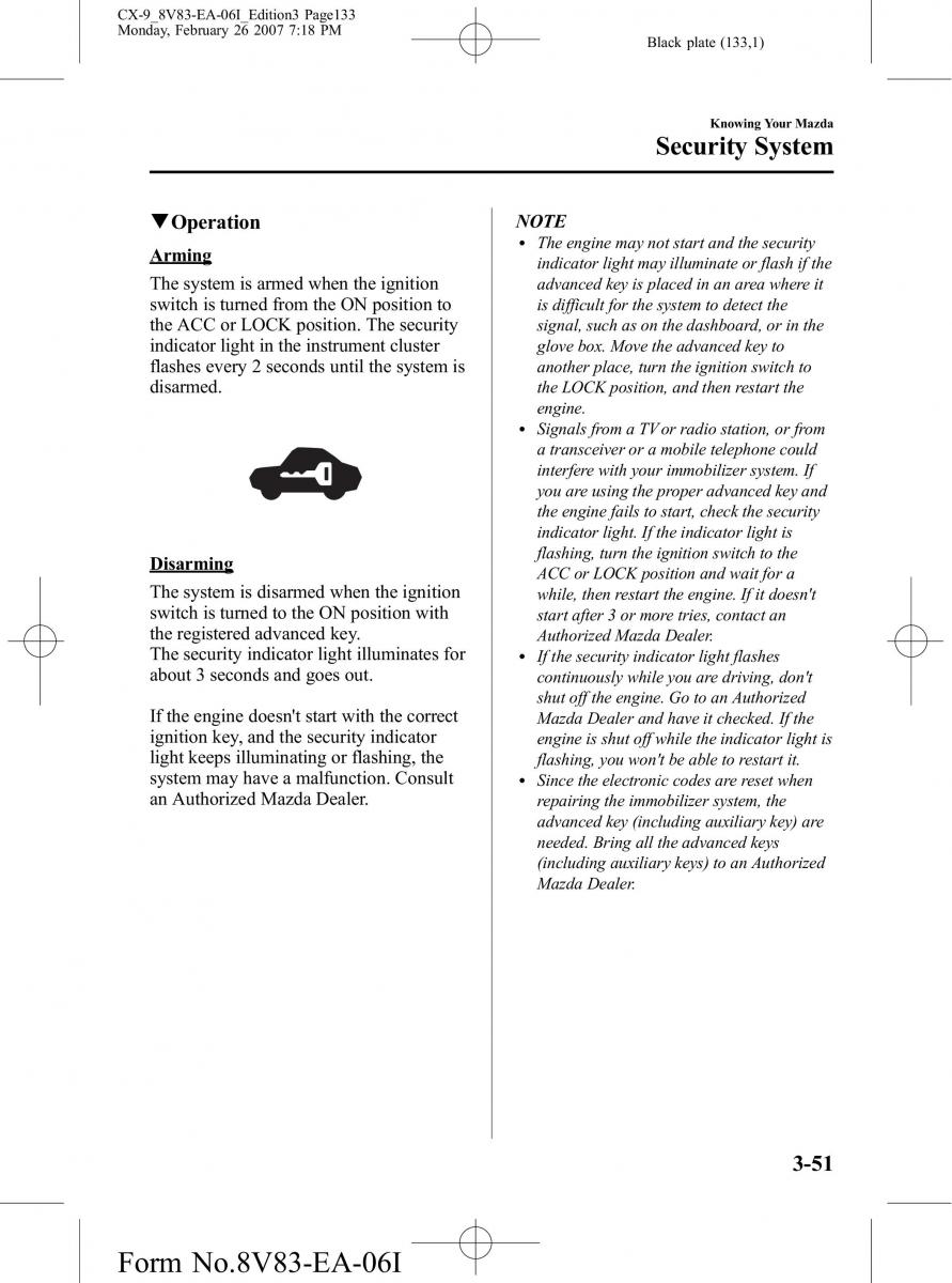 Mazda CX 9 owners manual / page 133