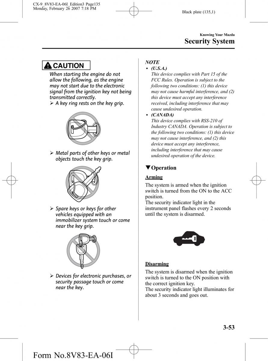 Mazda CX 9 owners manual / page 135