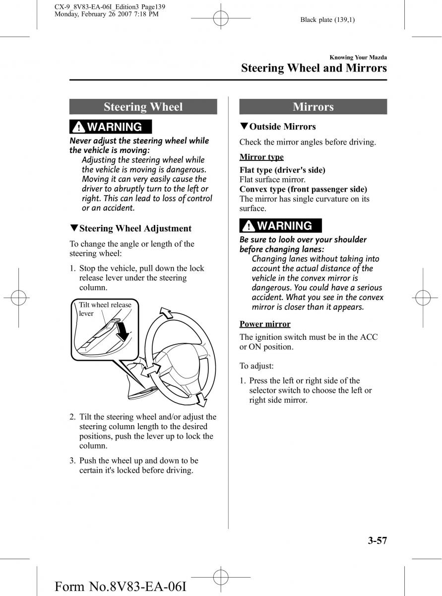 Mazda CX 9 owners manual / page 139