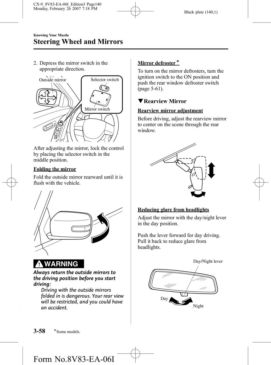 Mazda CX 9 owners manual / page 140