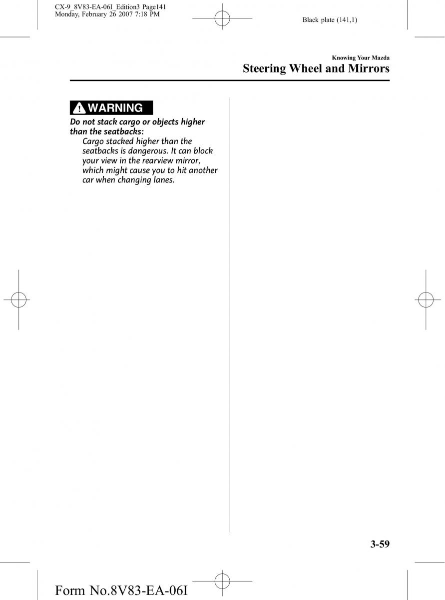 Mazda CX 9 owners manual / page 141