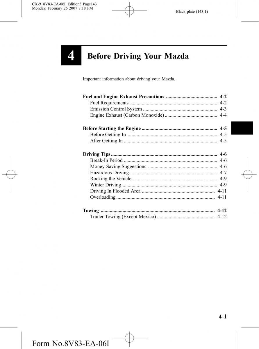 Mazda CX 9 owners manual / page 143