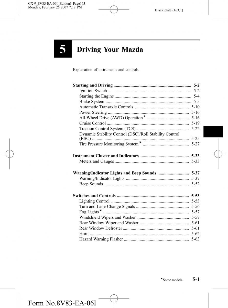 Mazda CX 9 owners manual / page 163