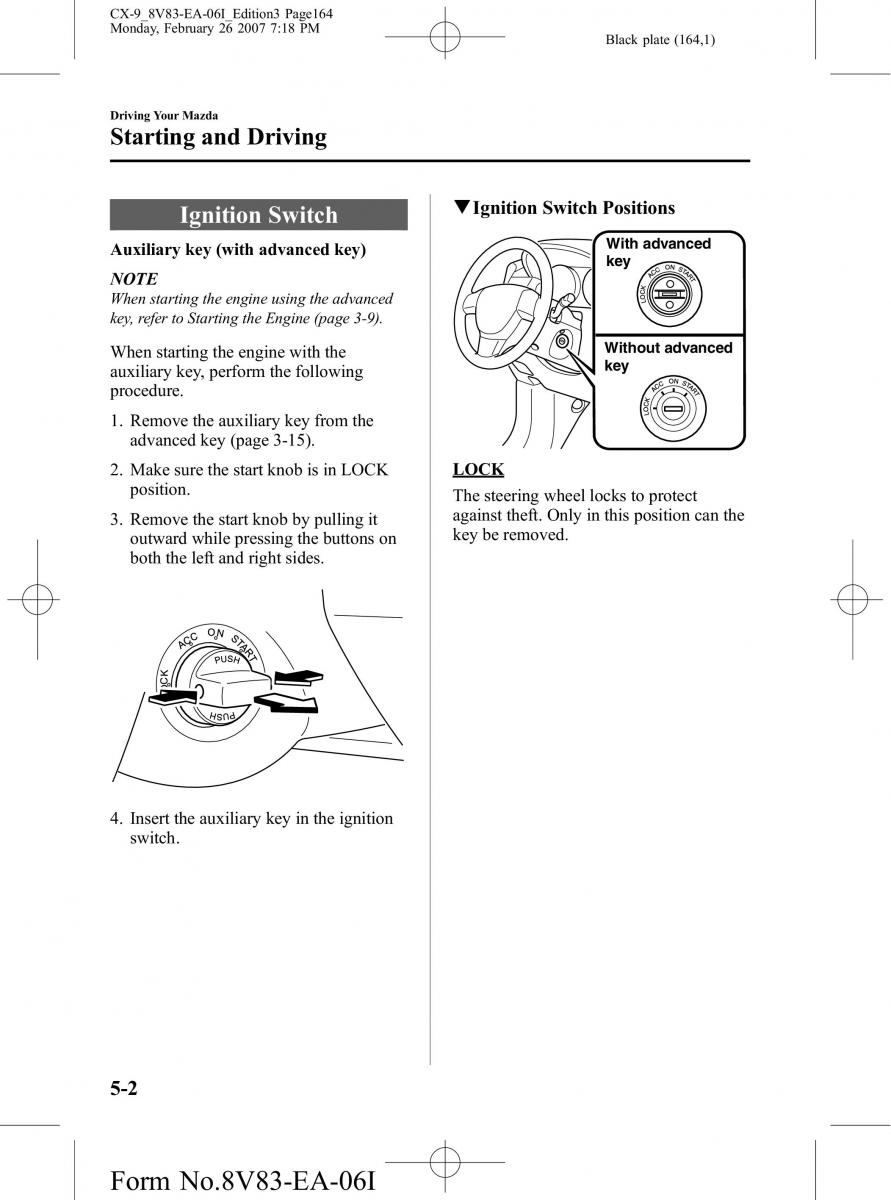 Mazda CX 9 owners manual / page 164