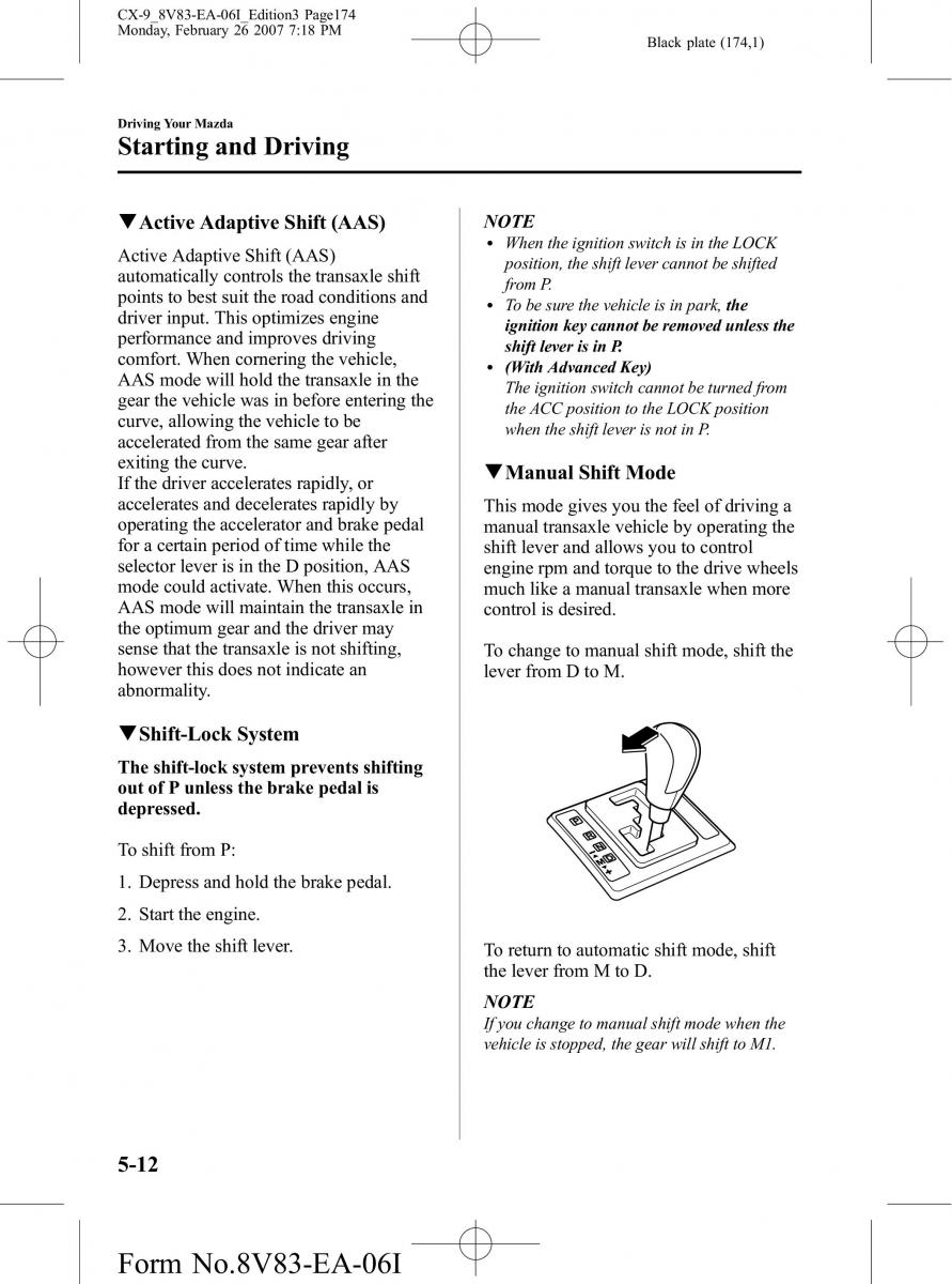 Mazda CX 9 owners manual / page 174