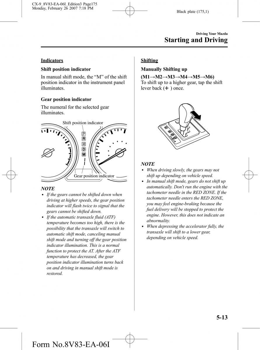 Mazda CX 9 owners manual / page 175