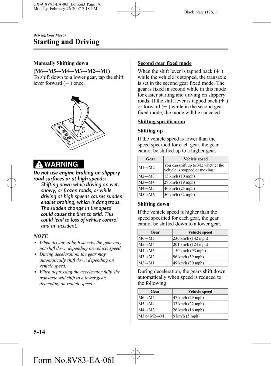 Mazda CX 9 owners manual / page 176