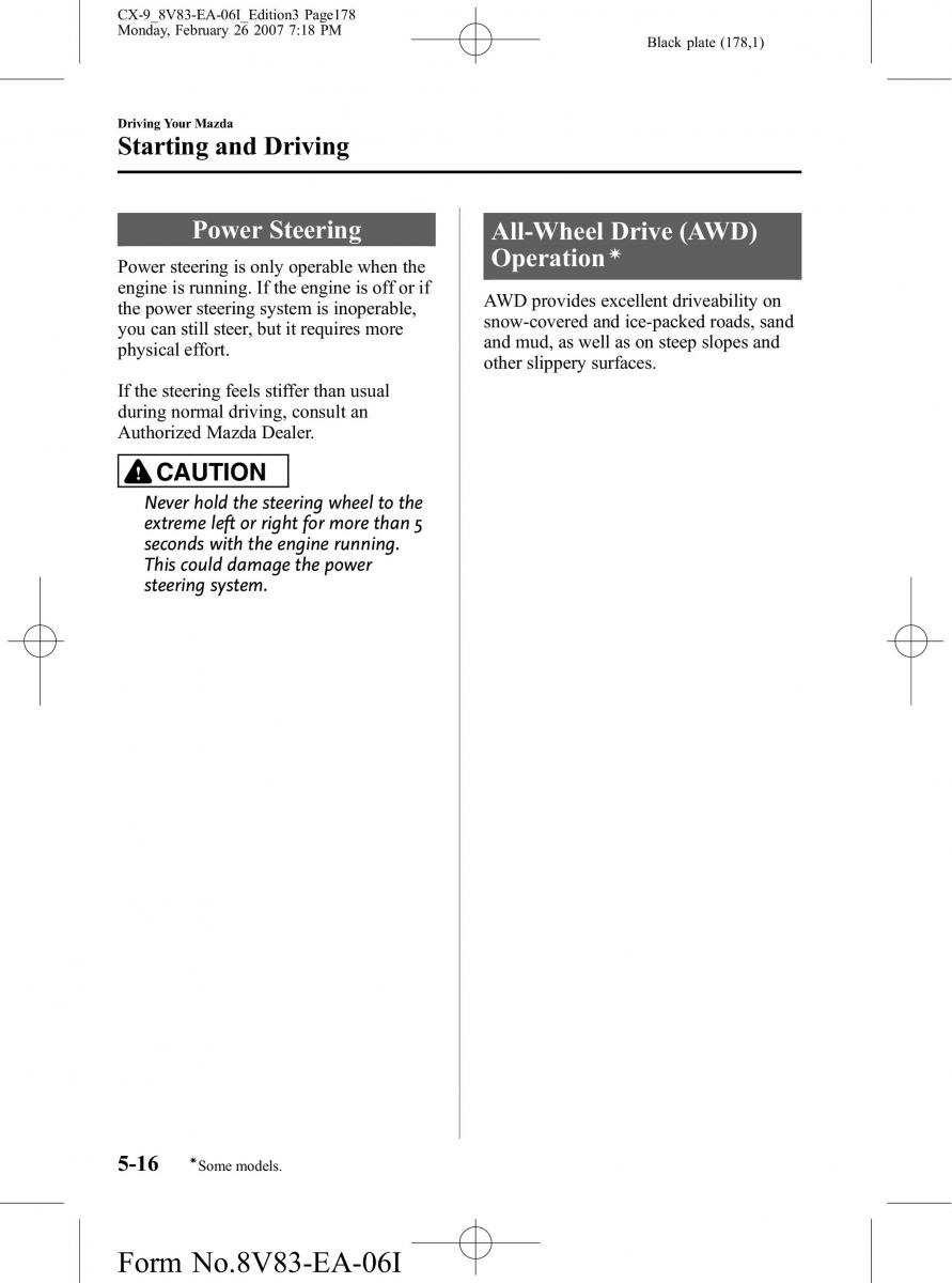 Mazda CX 9 owners manual / page 178