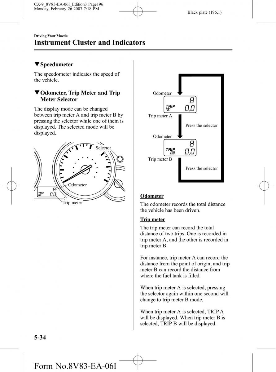 Mazda CX 9 owners manual / page 196