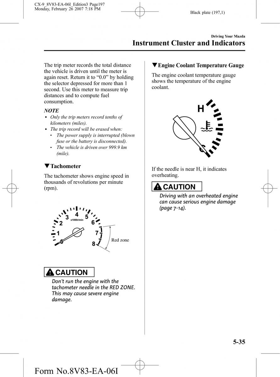 Mazda CX 9 owners manual / page 197